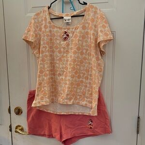 Disney Minnie Mouse Graphic Peach and Coral Two-Piece Set